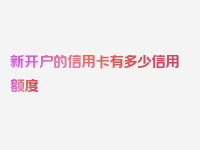 新开户的信用卡有多少信用额度