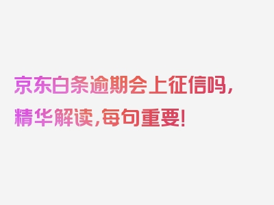 京东白条逾期会上征信吗，精华解读，每句重要！