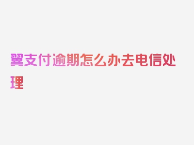 翼支付逾期怎么办去电信处理