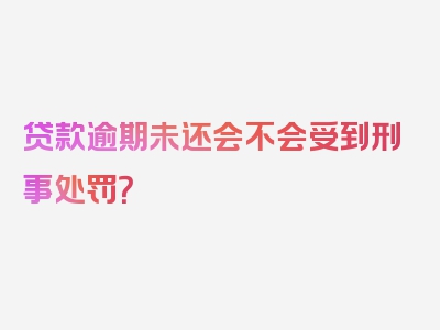 贷款逾期未还会不会受到刑事处罚？