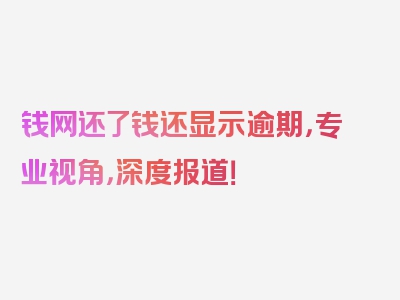 钱网还了钱还显示逾期，专业视角，深度报道！