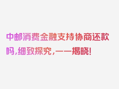 中邮消费金融支持协商还款吗，细致探究，一一揭晓！