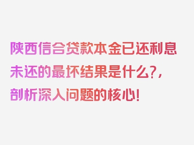 陕西信合贷款本金已还利息未还的最坏结果是什么?，剖析深入问题的核心！