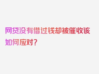 网贷没有借过钱却被催收该如何应对？