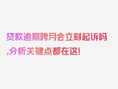 贷款逾期跨月会立刻起诉吗，分析关键点都在这！