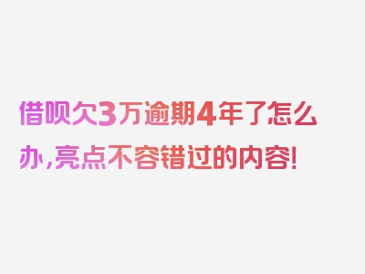 借呗欠3万逾期4年了怎么办，亮点不容错过的内容！