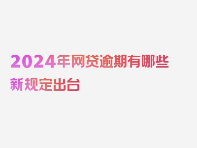 2024年网贷逾期有哪些新规定出台