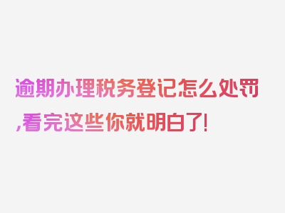 逾期办理税务登记怎么处罚，看完这些你就明白了!