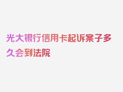 光大银行信用卡起诉案子多久会到法院