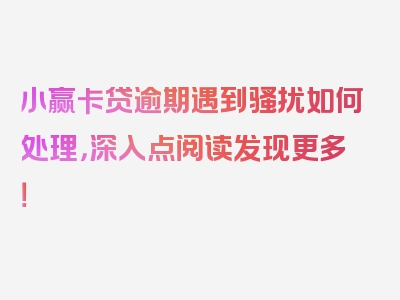 小赢卡贷逾期遇到骚扰如何处理，深入点阅读发现更多！