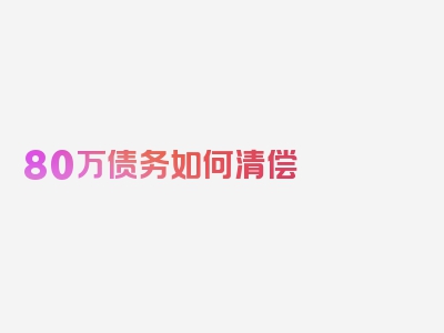 80万债务如何清偿