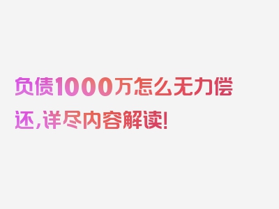 负债1000万怎么无力偿还，详尽内容解读！