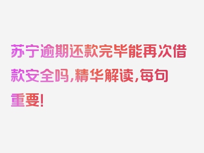 苏宁逾期还款完毕能再次借款安全吗，精华解读，每句重要！