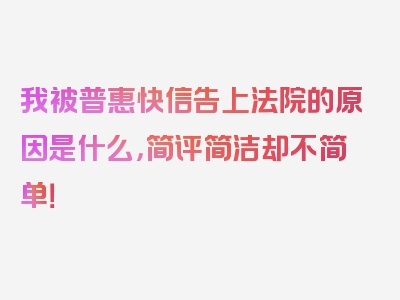 我被普惠快信告上法院的原因是什么，简评简洁却不简单！