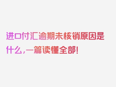 进口付汇逾期未核销原因是什么，一篇读懂全部！