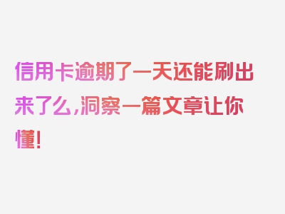 信用卡逾期了一天还能刷出来了么，洞察一篇文章让你懂！