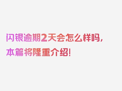 闪银逾期2天会怎么样吗，本篇将隆重介绍!