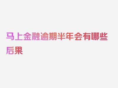 马上金融逾期半年会有哪些后果