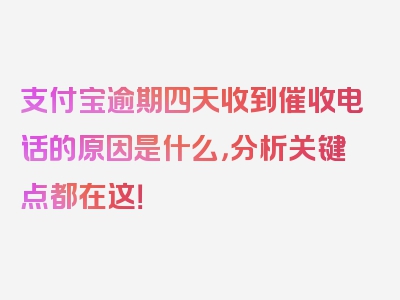 支付宝逾期四天收到催收电话的原因是什么，分析关键点都在这！