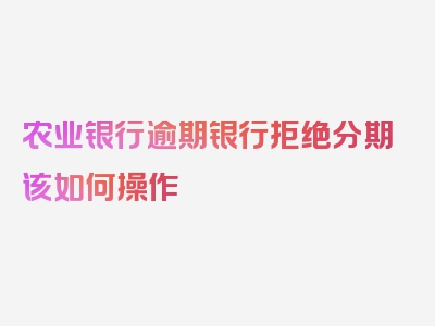 农业银行逾期银行拒绝分期该如何操作