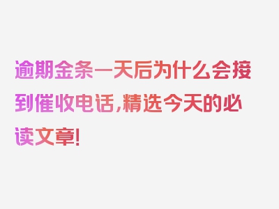 逾期金条一天后为什么会接到催收电话，精选今天的必读文章！