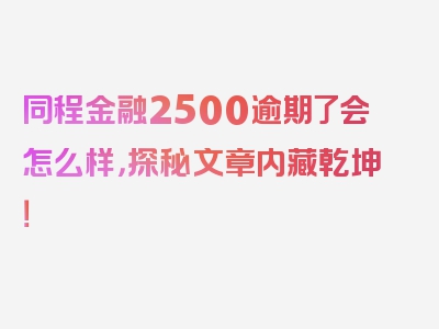 同程金融2500逾期了会怎么样，探秘文章内藏乾坤！