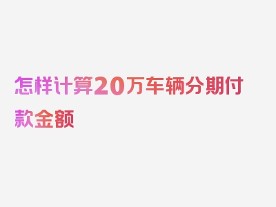 怎样计算20万车辆分期付款金额