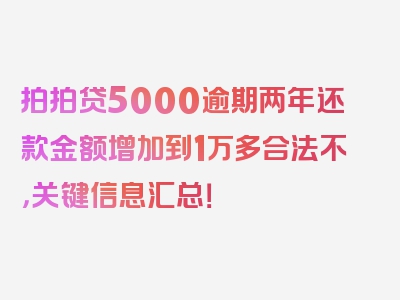 拍拍贷5000逾期两年还款金额增加到1万多合法不，关键信息汇总！