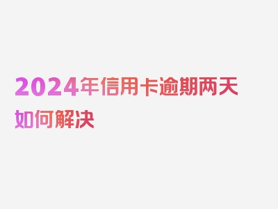 2024年信用卡逾期两天如何解决