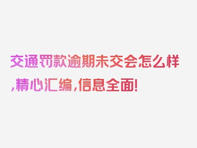 交通罚款逾期未交会怎么样，精心汇编，信息全面！