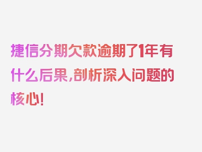 捷信分期欠款逾期了1年有什么后果，剖析深入问题的核心！