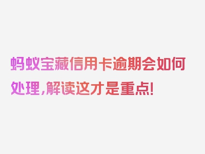 蚂蚁宝藏信用卡逾期会如何处理，解读这才是重点！