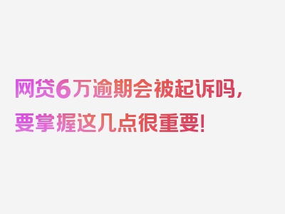 网贷6万逾期会被起诉吗，要掌握这几点很重要！