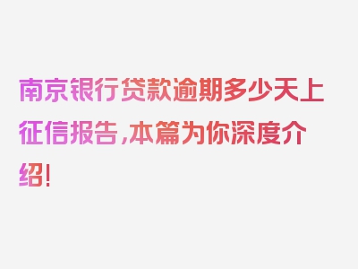 南京银行贷款逾期多少天上征信报告，本篇为你深度介绍!