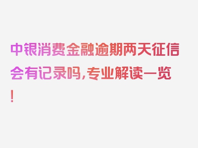 中银消费金融逾期两天征信会有记录吗，专业解读一览！