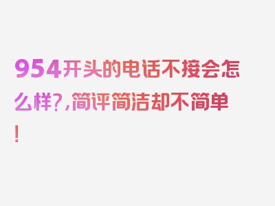 954开头的电话不接会怎么样?，简评简洁却不简单！