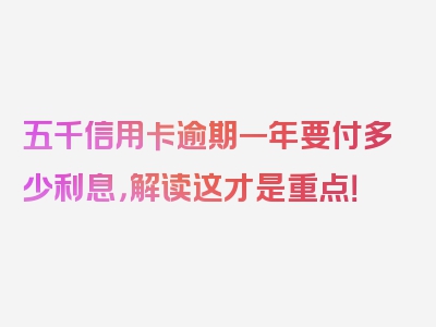 五千信用卡逾期一年要付多少利息，解读这才是重点！