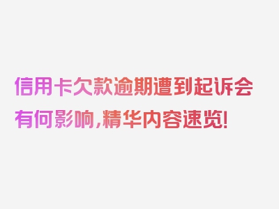 信用卡欠款逾期遭到起诉会有何影响，精华内容速览！