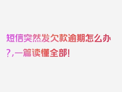 短信突然发欠款逾期怎么办?，一篇读懂全部！