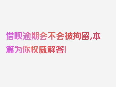 借呗逾期会不会被拘留，本篇为你权威解答!