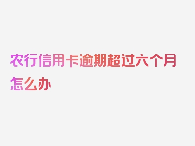 农行信用卡逾期超过六个月怎么办