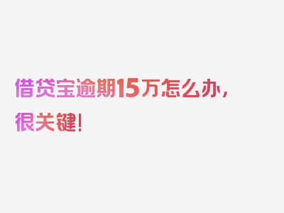 借贷宝逾期15万怎么办，很关键!