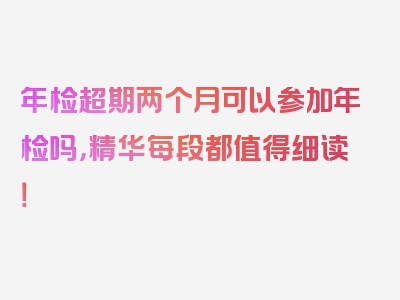 年检超期两个月可以参加年检吗，精华每段都值得细读！