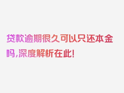 贷款逾期很久可以只还本金吗，深度解析在此！