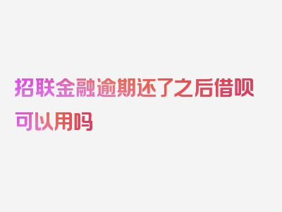 招联金融逾期还了之后借呗可以用吗