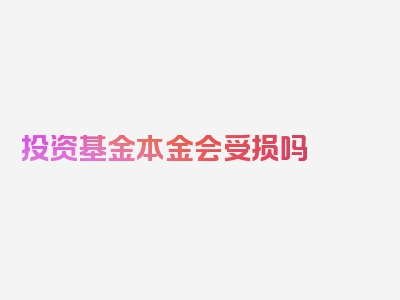 投资基金本金会受损吗