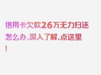 信用卡欠款26万无力归还怎么办，深入了解，点这里！