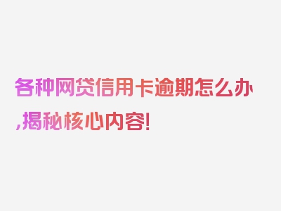 各种网贷信用卡逾期怎么办，揭秘核心内容！