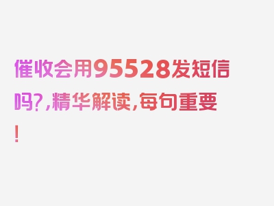 催收会用95528发短信吗?，精华解读，每句重要！