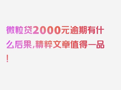 微粒贷2000元逾期有什么后果，精粹文章值得一品！